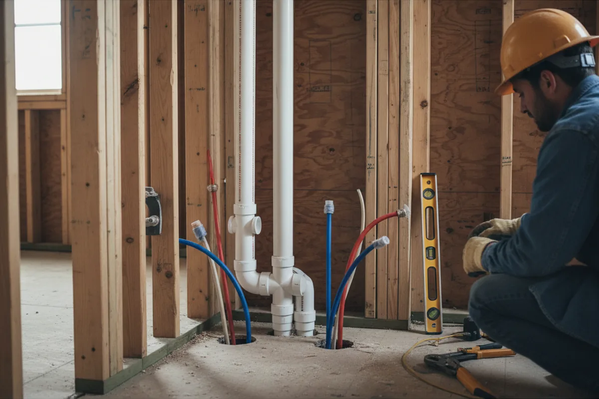 Drain and supply rough-in during Leak Detection in Moulton